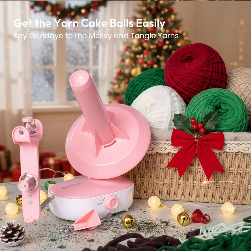 Etcokei Electric Yarn Ball Winder Pro for Crocheting, Upgrade Dual-Spring Tension 10oz Large Capacity, Stepless Speed Automatic Yarn Wool Spinner Roller, Ideal Present for Crochet Lovers(Pink) - Image 5